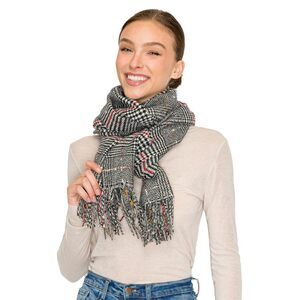 9787 Women's Fall & Winter Blanket Scarf- Glen Check Gray (17